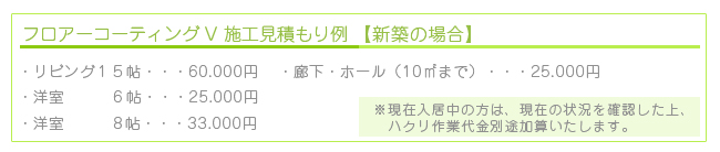 フロアコーティングV施工見積もり例